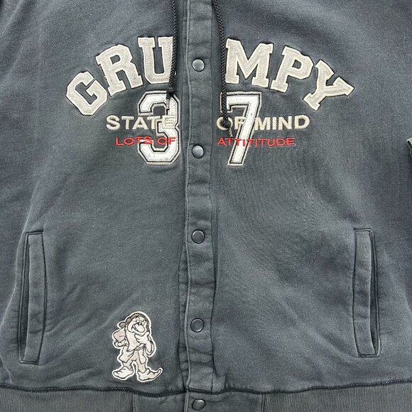 VINTAGE DISNEY GRUMPY DWARF HOODIE MENS XL FLEECE LINED EMBROIDERED - Picture 4 of 11